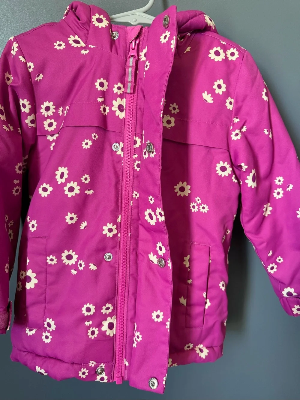 Cat & Jack Bright Pink Floral Hooded Puffer Jacket